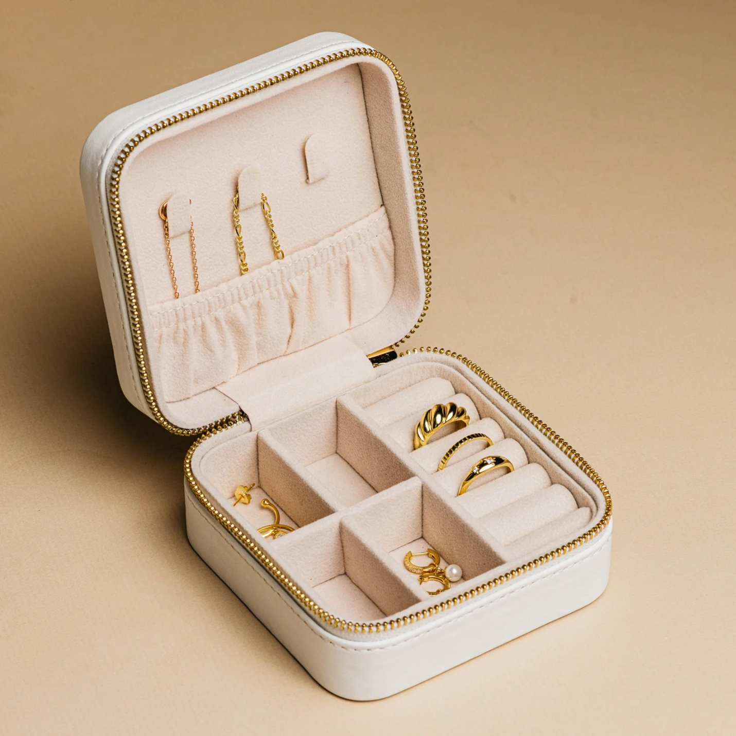 Small Jewelry Storage Box, Zipper Opening Organizer In Bag, Travel Jewelry Case For Ring, Pendant, Earring, Necklace