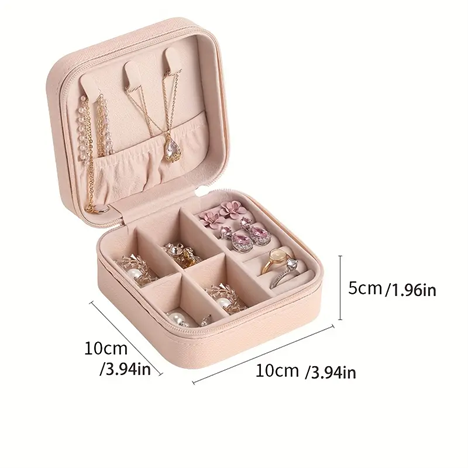 Small Jewelry Storage Box, Zipper Opening Organizer In Bag, Travel Jewelry Case For Ring, Pendant, Earring, Necklace