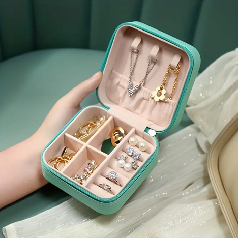 Small Jewelry Storage Box, Zipper Opening Organizer In Bag, Travel Jewelry Case For Ring, Pendant, Earring, Necklace