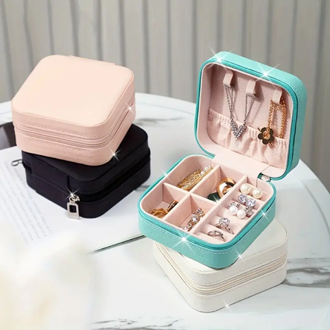 Small Jewelry Storage Box, Zipper Opening Organizer In Bag, Travel Jewelry Case For Ring, Pendant, Earring, Necklace