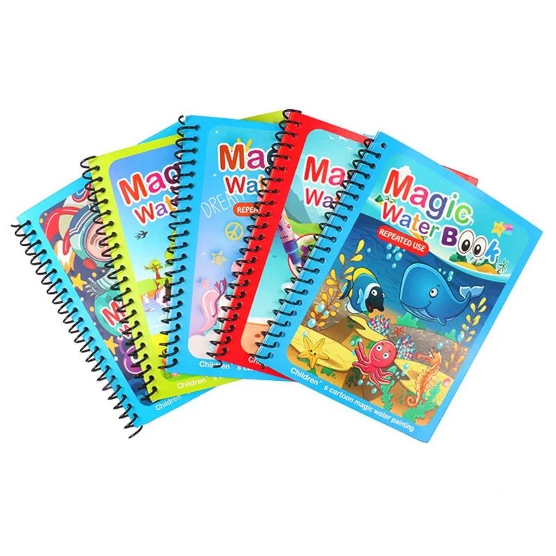 1 Book+ 1 Pen Reusable Coloring Book Water Painting Book Sensory Early Education Puzzle Drawing Toys