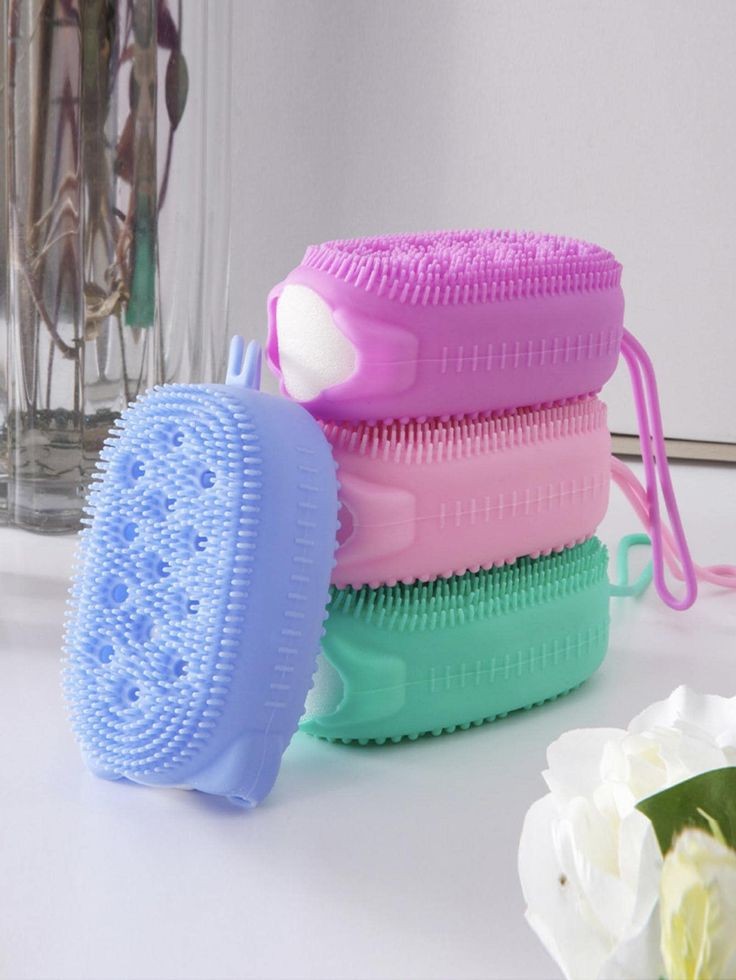 Double Sided Silicone Bubble bath Body Brush And Sponge