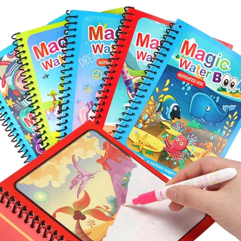 1 Book+ 1 Pen Reusable Coloring Book Water Painting Book Sensory Early Education Puzzle Drawing Toys