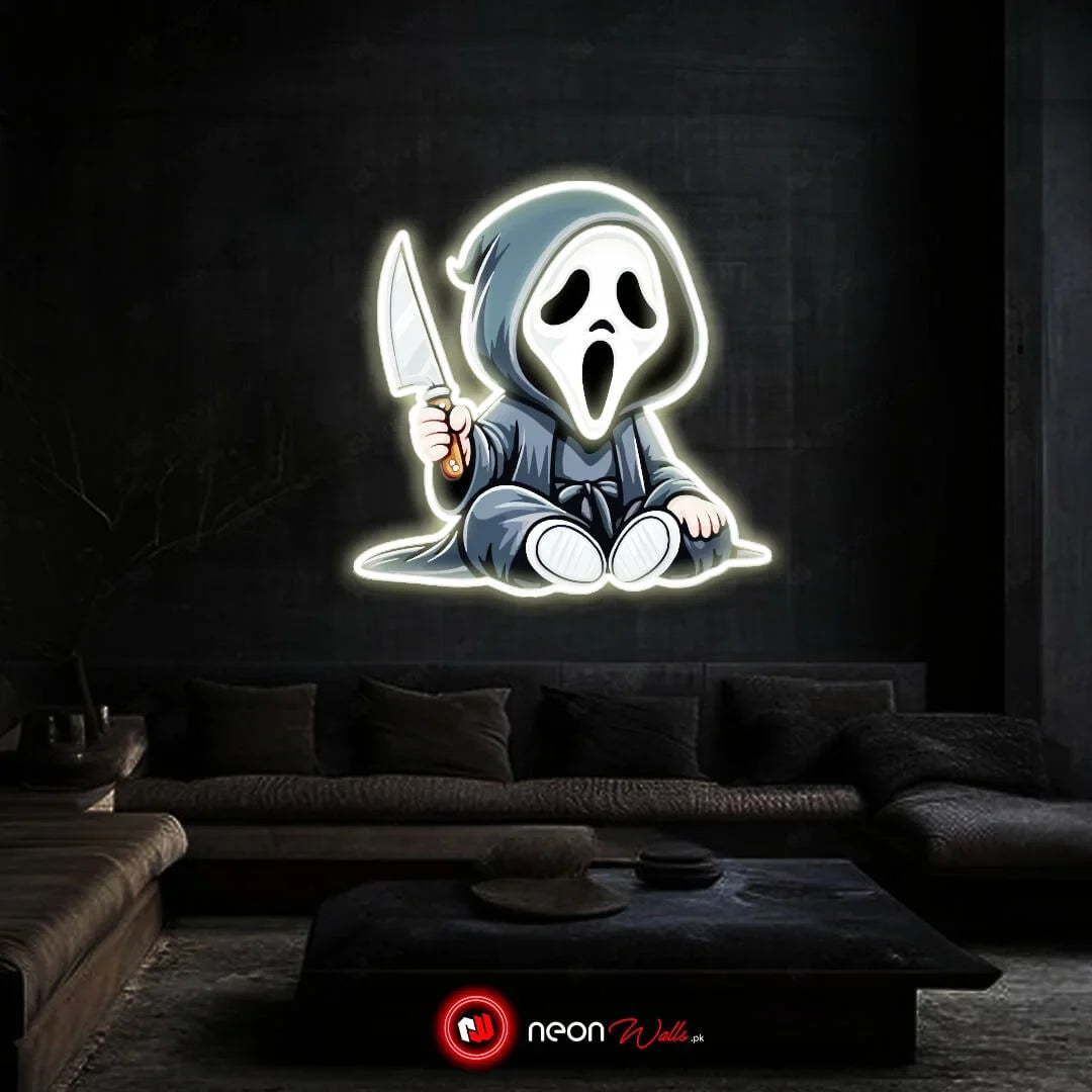 Scary Ghost UV Neon Sign 👻 – Add a Spooky Glow to Your Space!