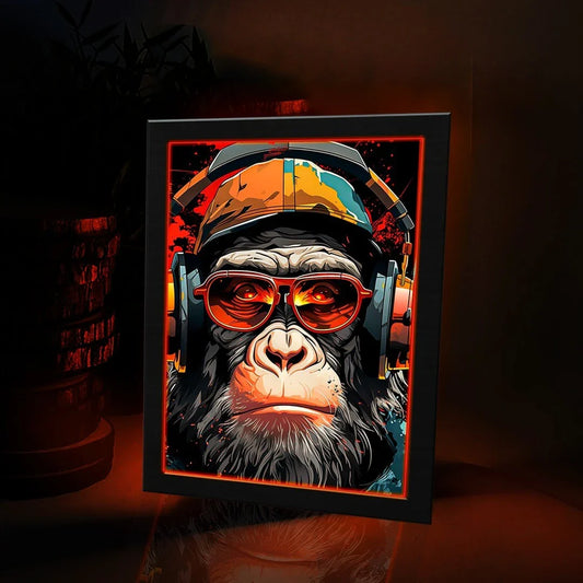 Funky Monkey with Headphones | Neon Poster Frame