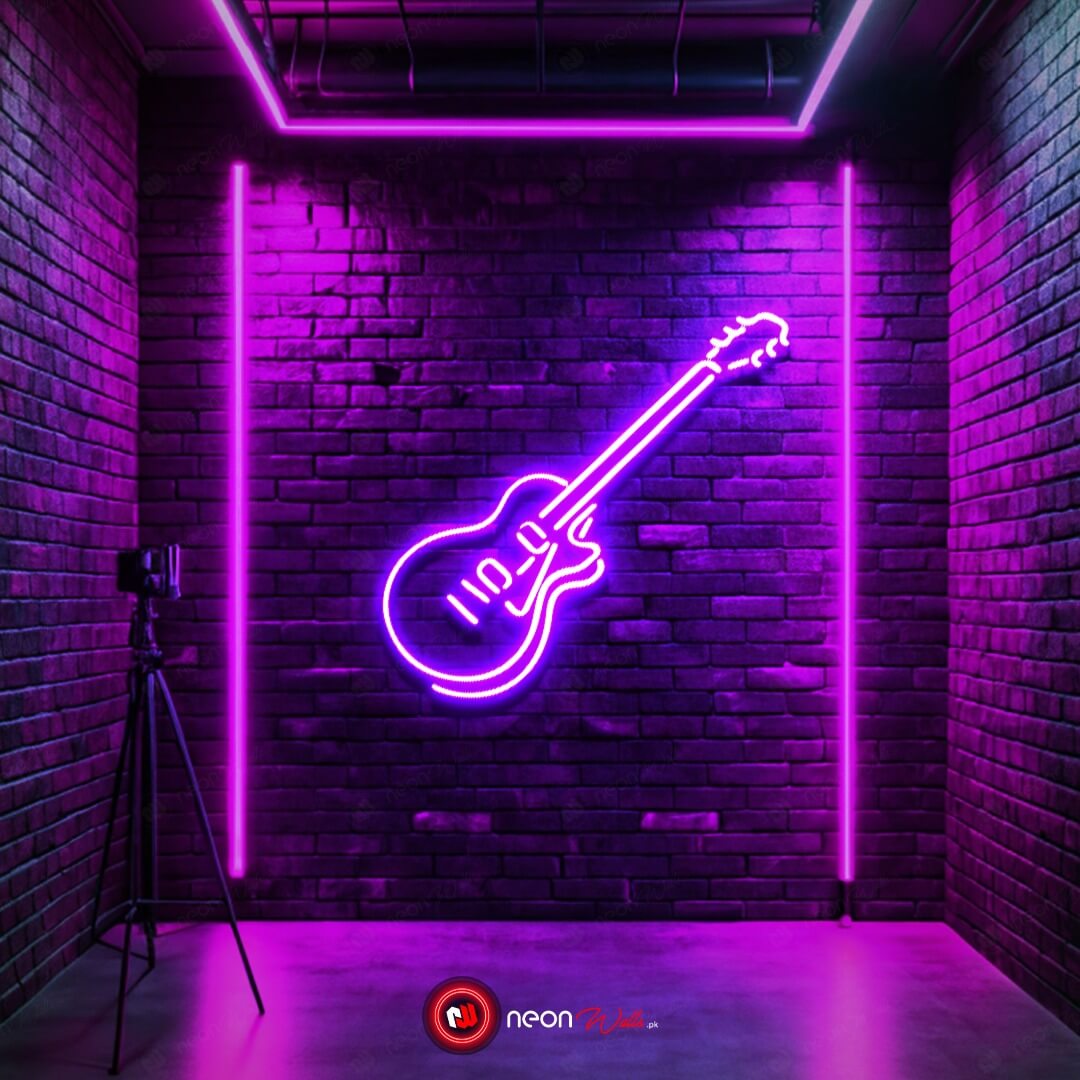 Live Music Guitar Neon Sign