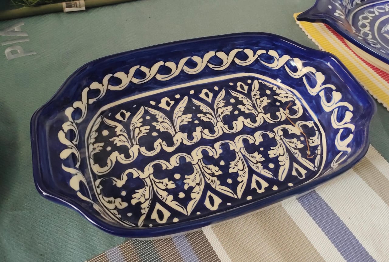 Blue Pottery Rectangular deep dish Platter