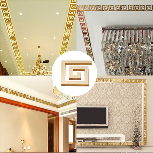 Modern Silver and Gold Acrylic Mirror Border Stickers Wall Background Living Room Bedroom DIY Home Decoration Stickers Posters