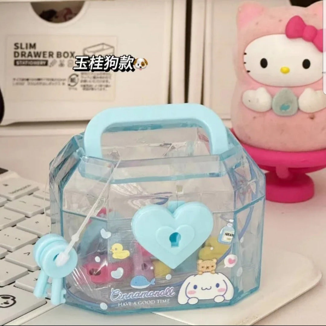 Kid's Erasers with Transparent Box with Lock and Handle