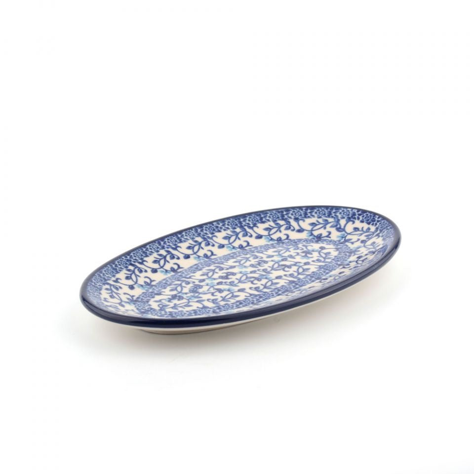 Blue serving oval dish