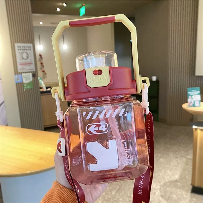 1000 ml cute cartoon cube large capacity water bottle for kids