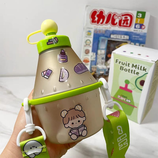 Fruit Bottle Canteen Cup For Children 400 Ml With Spill-Proof Straw