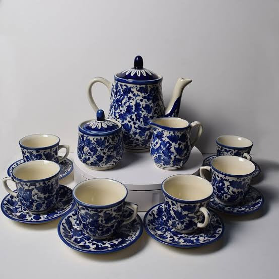 Blue Pottery Traditional Tea Set