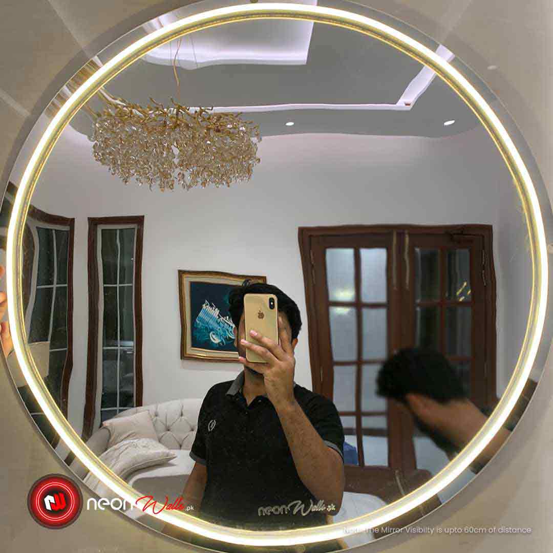 Round Circle Neon Selfie Mirror - Neon Lights