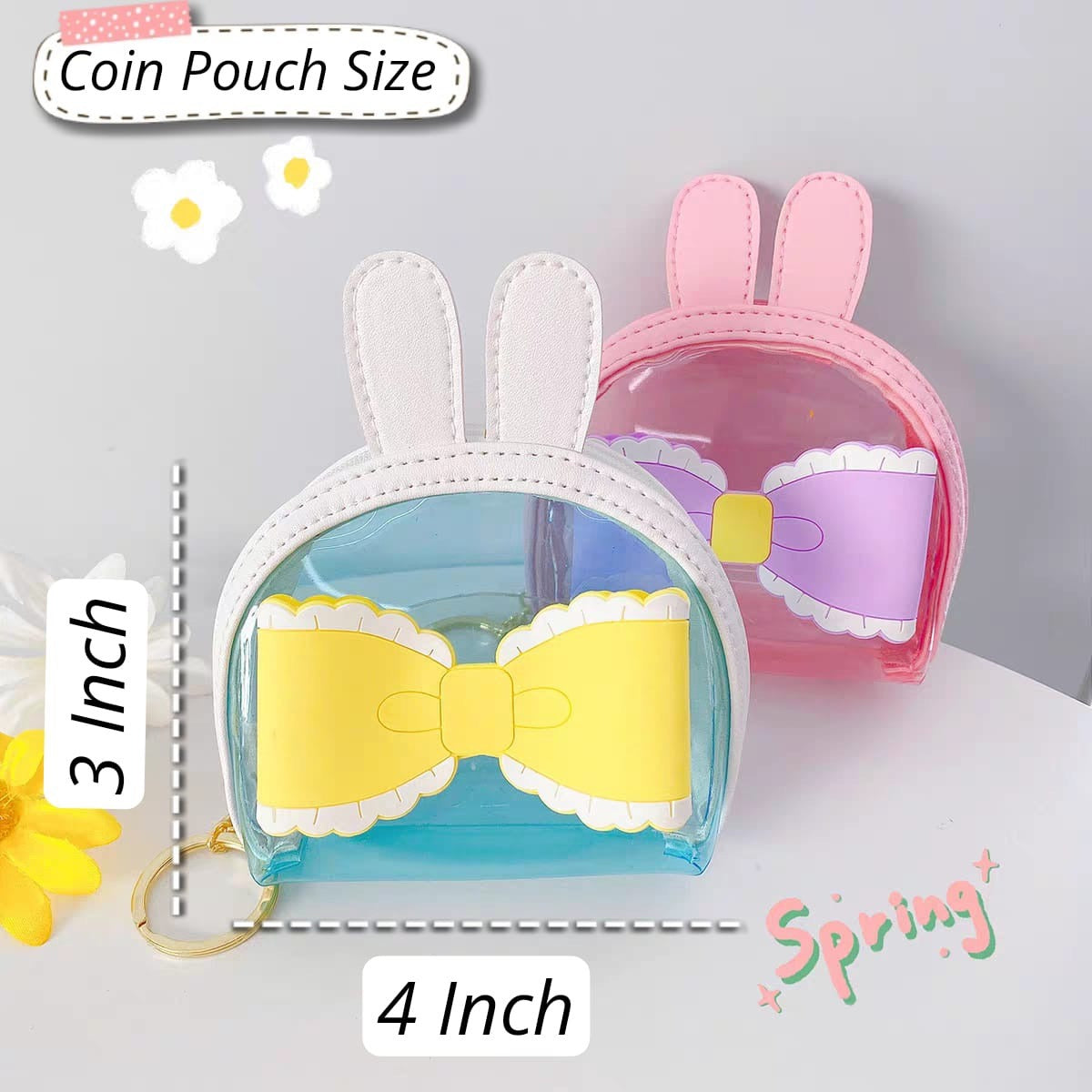 Bow Jelly Mini Coin Pouch Organizer Keychains