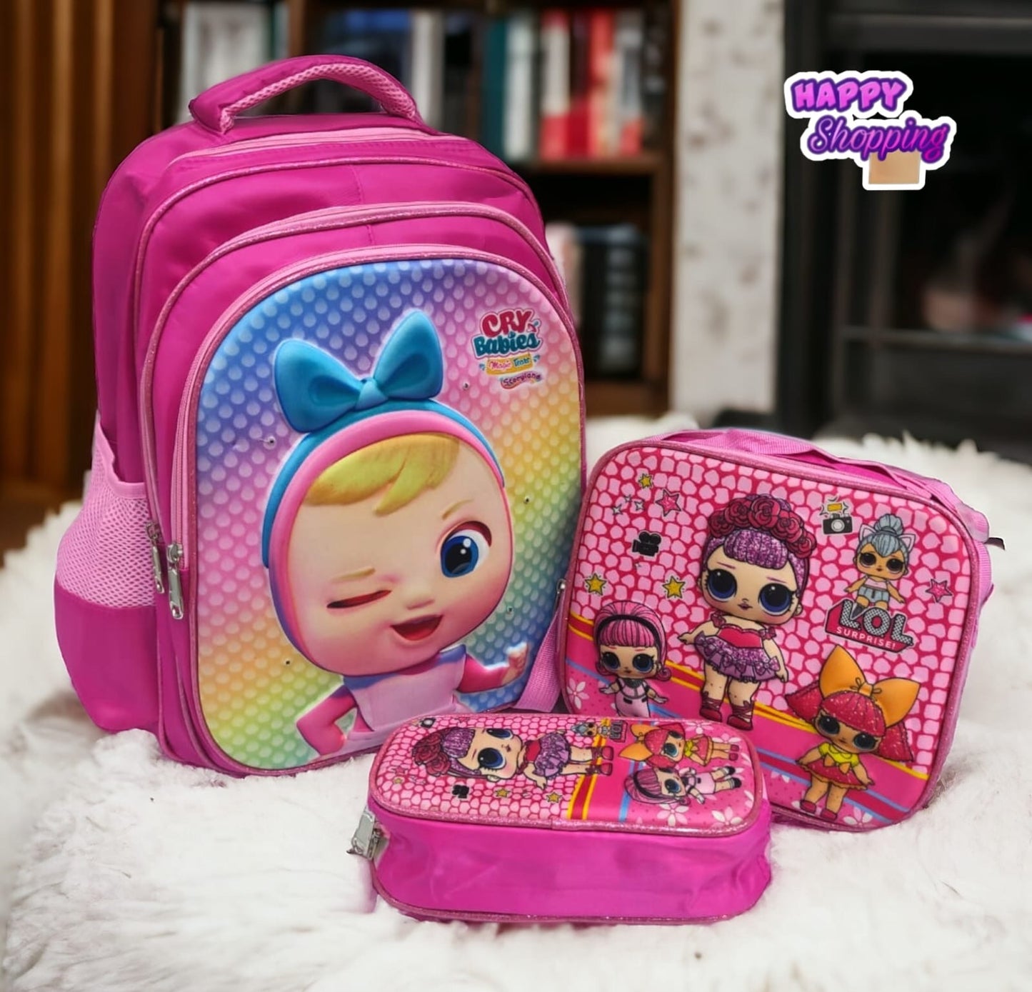 School Bags with 3D characters(3 PCS set)