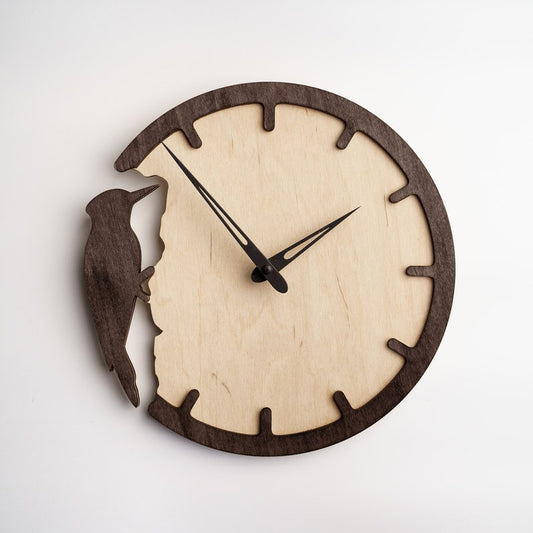 Woodpecker Bird Wall Clock, Oversized Wall Clock