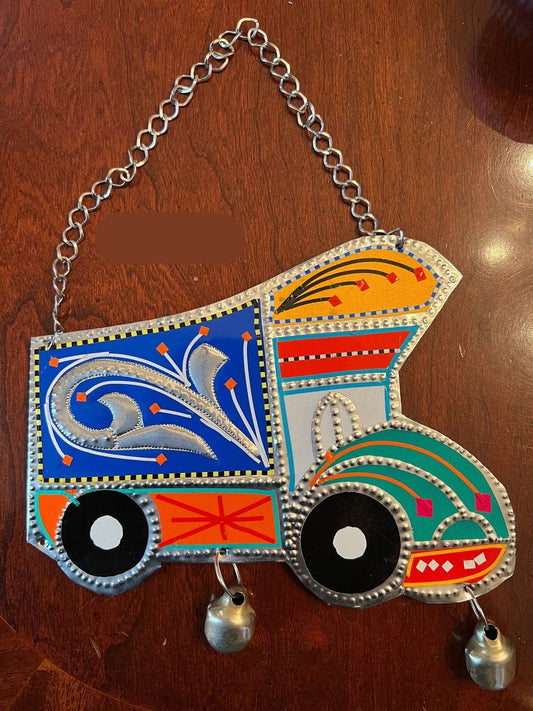 Handmade Metal Chime Bell Decor Tribal Truck Art Wall Hanging