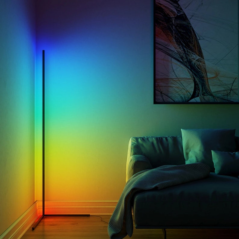 Floor Standing Multi Color Corner Neon Lamp with RGB Remote controller