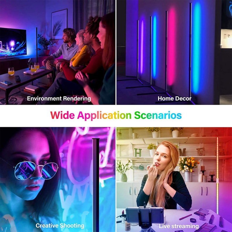 Floor Standing Multi Color Corner Neon Lamp with RGB Remote controller