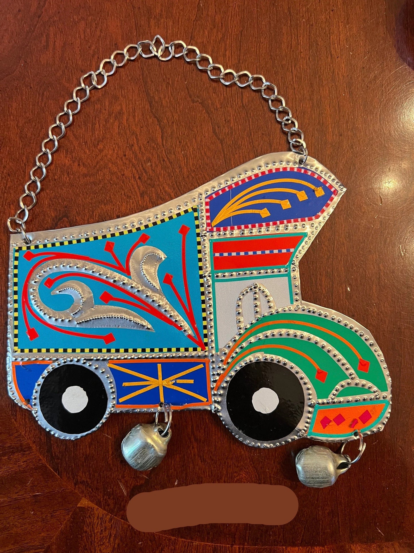 Handmade Metal Chime Bell Decor Tribal Truck Art Wall Hanging